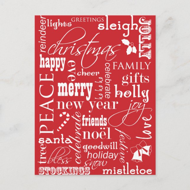 The Words of Christmas Holiday Postcard (Front)