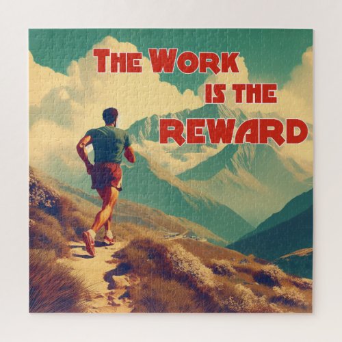 The Work Is The Reward Runner Mountains Jigsaw Puzzle