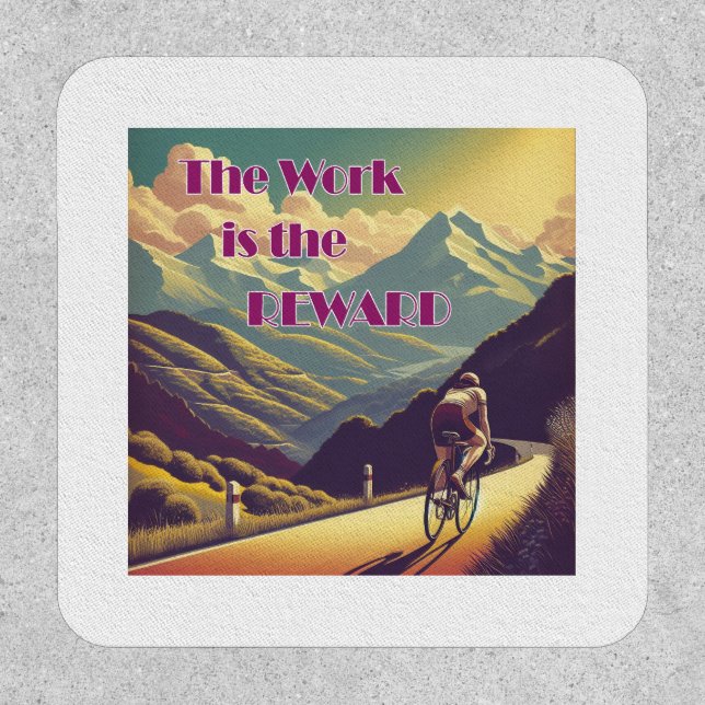 The Work Is The Reward Woman Cyclist Mountains Patch (Front)