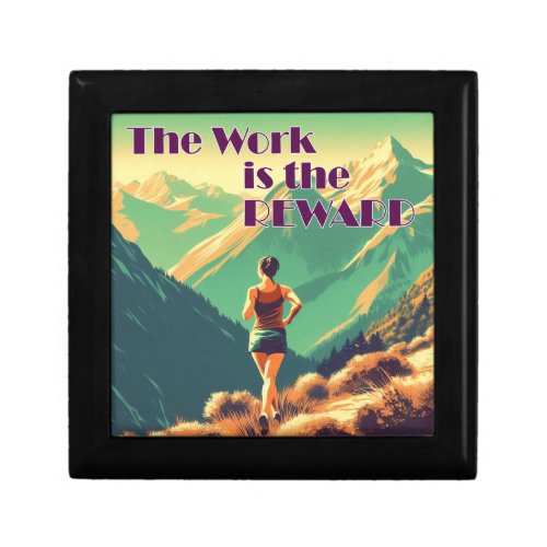 The Work Is The Reward Woman Runner Mountains Gift Box