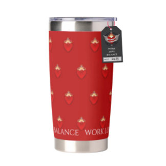 The WORK LOVE BALANCE Red Fiery Heart Insulated Tumbler