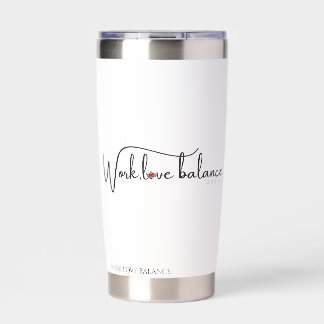 The WORK LOVE BALANCE script w/compass heart mini Insulated Tumbler