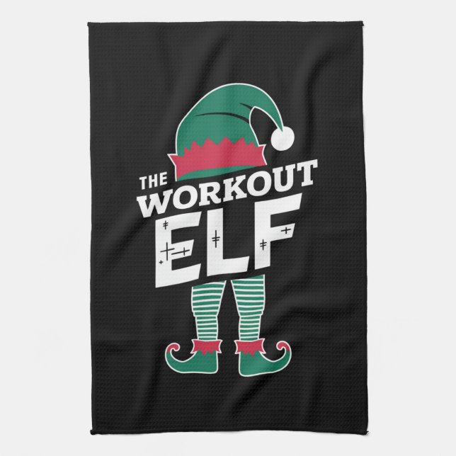 The Workout Elf Group Matching Family Christmas  Kitchen Towel (Vertical)
