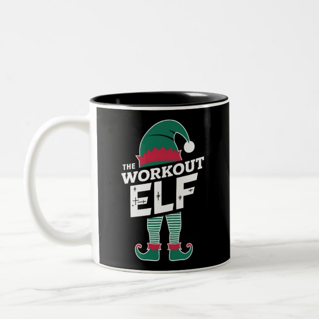 The Workout Elf Group Matching Family Christmas  Two-Tone Coffee Mug (Left)