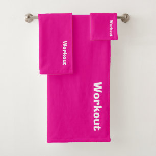 The Workout Logo Hot Pink Bath Towel Set