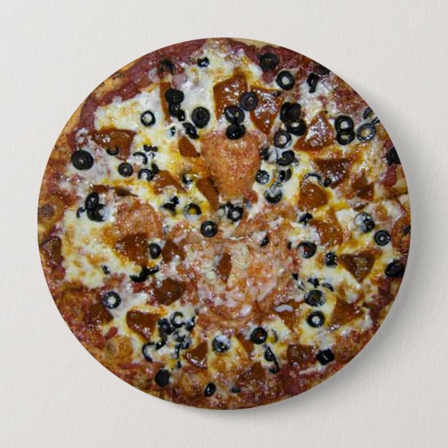 The Works Pizza Pinback Button (Front)
