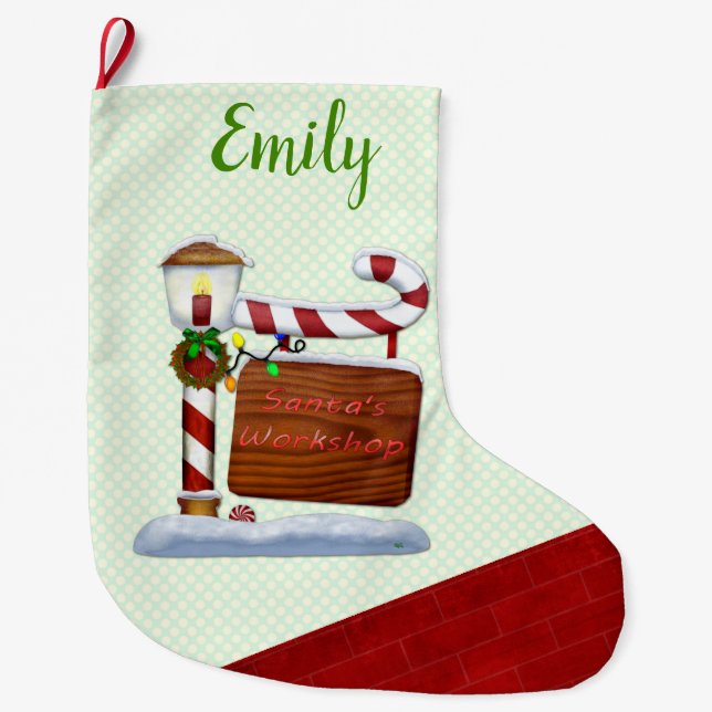 The Workshop Christmas Whimsey Large Christmas Stocking (Front)