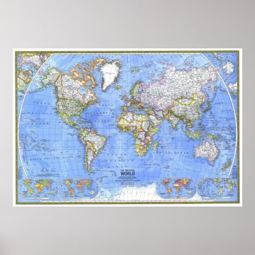  The World 1981present _ Detailed Political map Poster