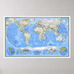 &quot; The World: 1988/heute - Detailed Physical Map .. Poster