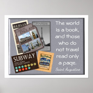 The World a Book - Saint Augustine -- quote -print Poster
