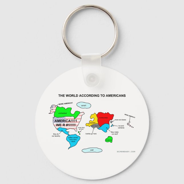 The World According to Americans Keychain (Front)
