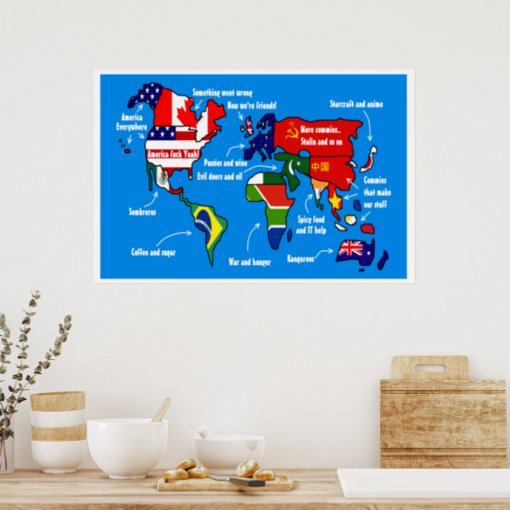 The world according to americans poster | Zazzle