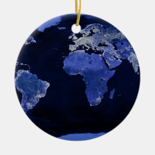 The World at Night - Map, Space Ceramic Ornament