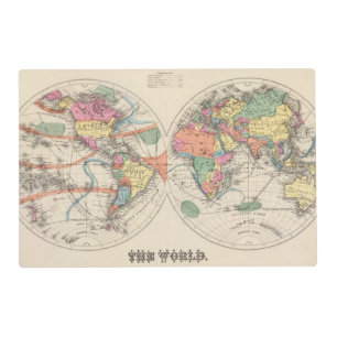 The world Atlas map with currents and trade winds Placemat