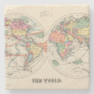 The world Atlas map with currents and trade winds Stone Coaster