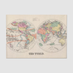 The world Atlas map with currents and trade winds Tissue Paper