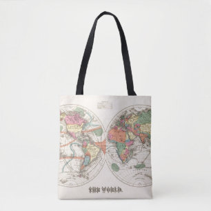 The world Atlas map with currents and trade winds Tote Bag