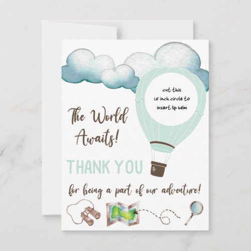 The World Awaits Baby Shower EOS Lip Balm Favor T Thank You Card