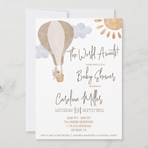 The World Awaits Gender Neutral Baby Shower Invit Invitation