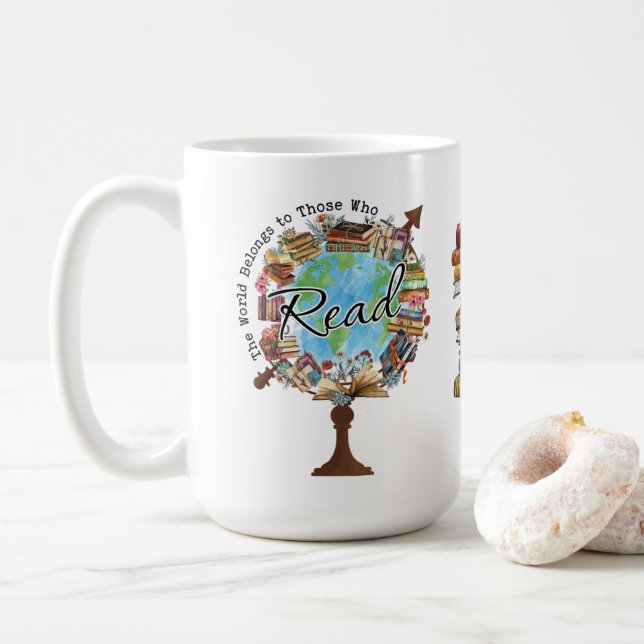 The World Belongs to Those Who Read Coffee Mug (With Donut)