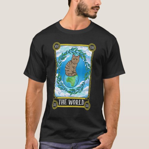 The World Cat Arcana Tarot Card Mystical Wiccan T-Shirt