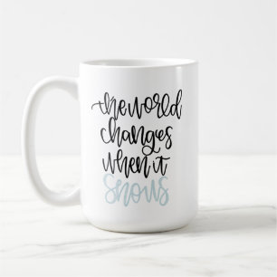 The world changes when it snows stars hollow mug