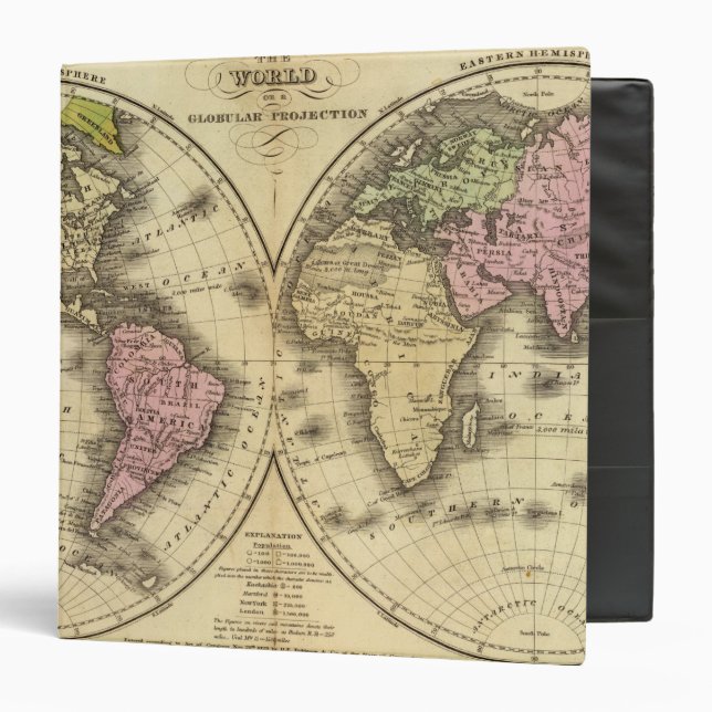 The World double hemisphere map 3 Ring Binder (Front/Inside)