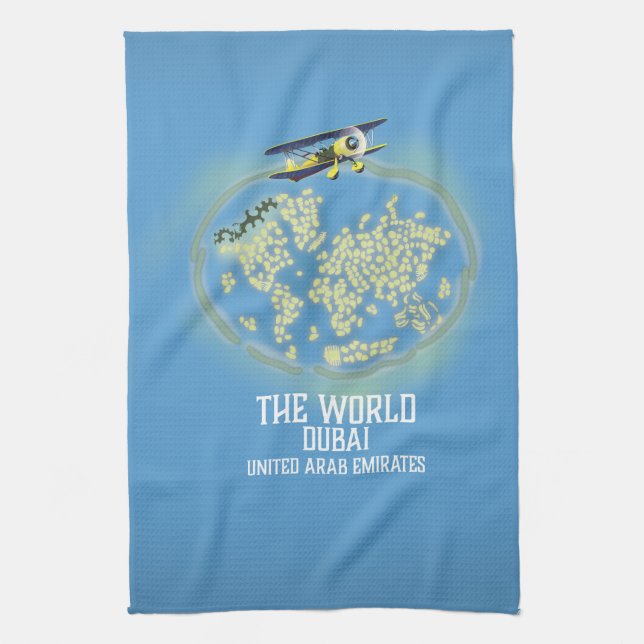 The World Dubai United Arab Emirates map Kitchen Towel (Vertical)