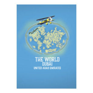 The World Dubai United Arab Emirates map Photo Print