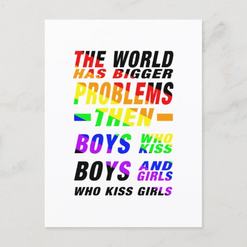 The World has greater problem  LGBTQ Pride Postcard