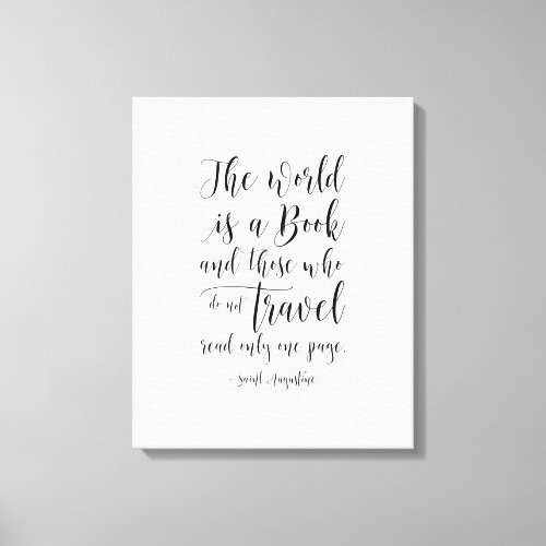 The World Is A Book Saint Augustine Quote Canvas Print