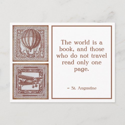The World Is a Book St Augustine Quote Postcard
