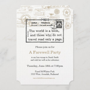 "The World is a Book" Vintage Travel Invitation