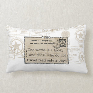 "The World is a Book" Vintage Travel Throw Pillow