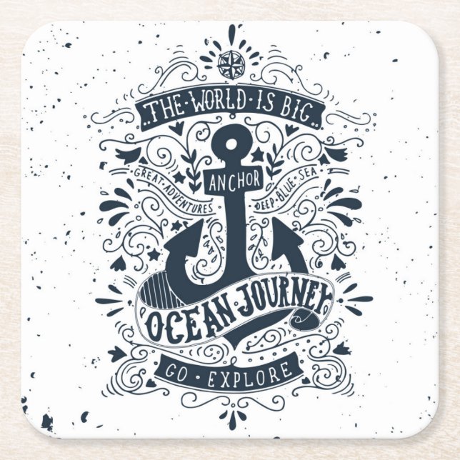 The World Is Big - Go Explore Square Paper Coaster (Front)
