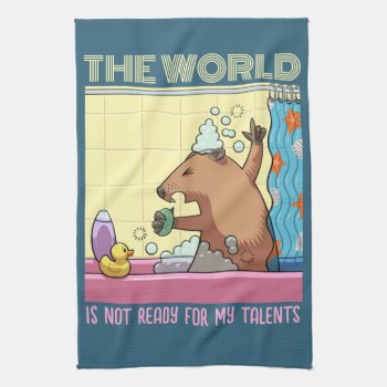 The World Is Not Ready Singing Groundhog Kitchen Towel by NoodleWings at Zazzle