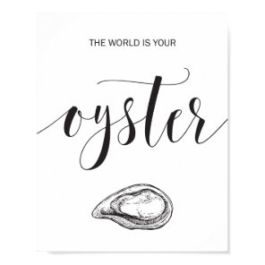 The World is Your Oyster Calligraphy Inspirational Poster