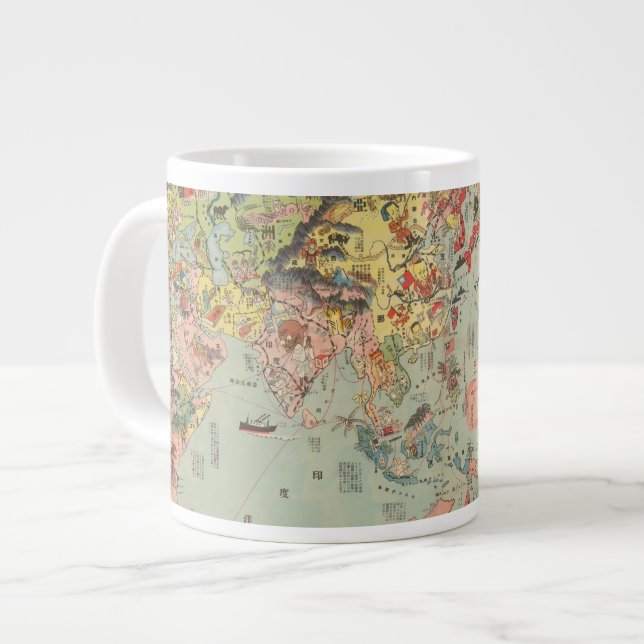 The World Map at a Glance - World Air Routes Giant Coffee Mug (Front Left)