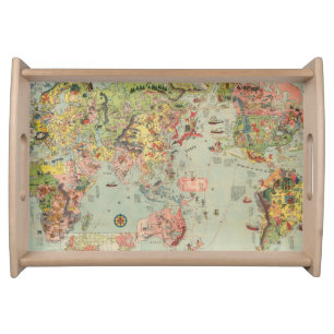 The World Map at a Glance - World Air Routes Serving Tray