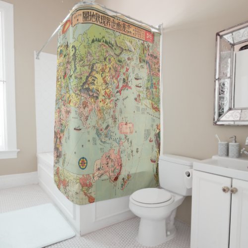 The World Map at a Glance _ World Air Routes Shower Curtain