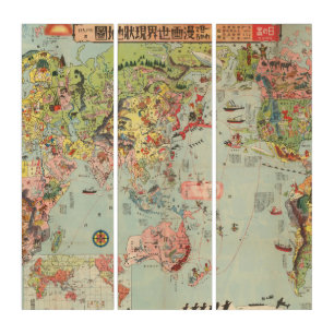 The World Map at a Glance - World Air Routes Triptych
