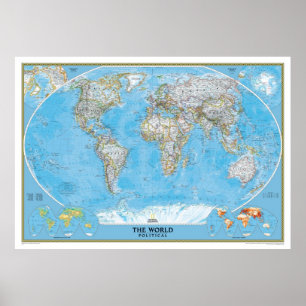 The world map political poster