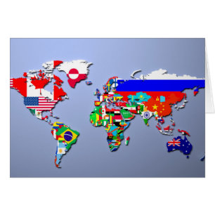 The World Map With Their Flags Cards