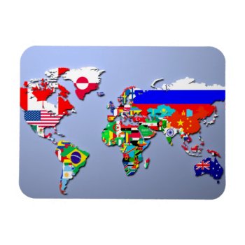 The World Map With Their Flags Magnet by adventurebeginsnow at Zazzle