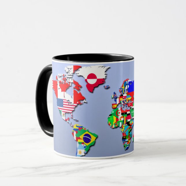 The World Map With Their Flags Mug (Front Left)