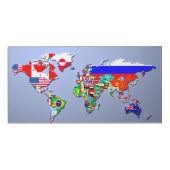 The World Map With Their Flags Wood Wall Art (Front 18x9)