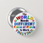 The World Needs Different Kinds Of Minds Button at Zazzle