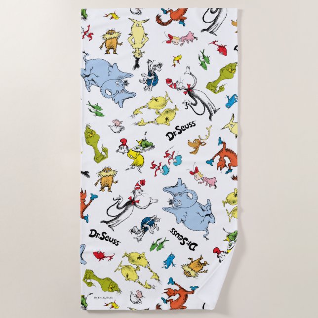 The World of Dr. Seuss Pattern Beach Towel (Front)