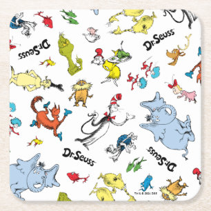 The World of Dr. Seuss Pattern Square Paper Coaster