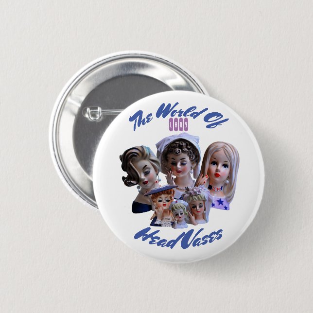 The World of Lady Head Vases Button (Front & Back)